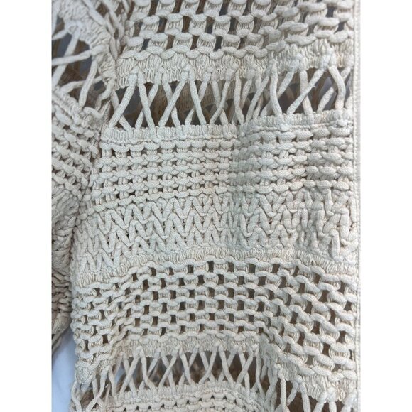 Chico's Women's Beige Cardigan Sweater Macrame Misty Open Front Size 3 (C-3) - Picture 3 of 6